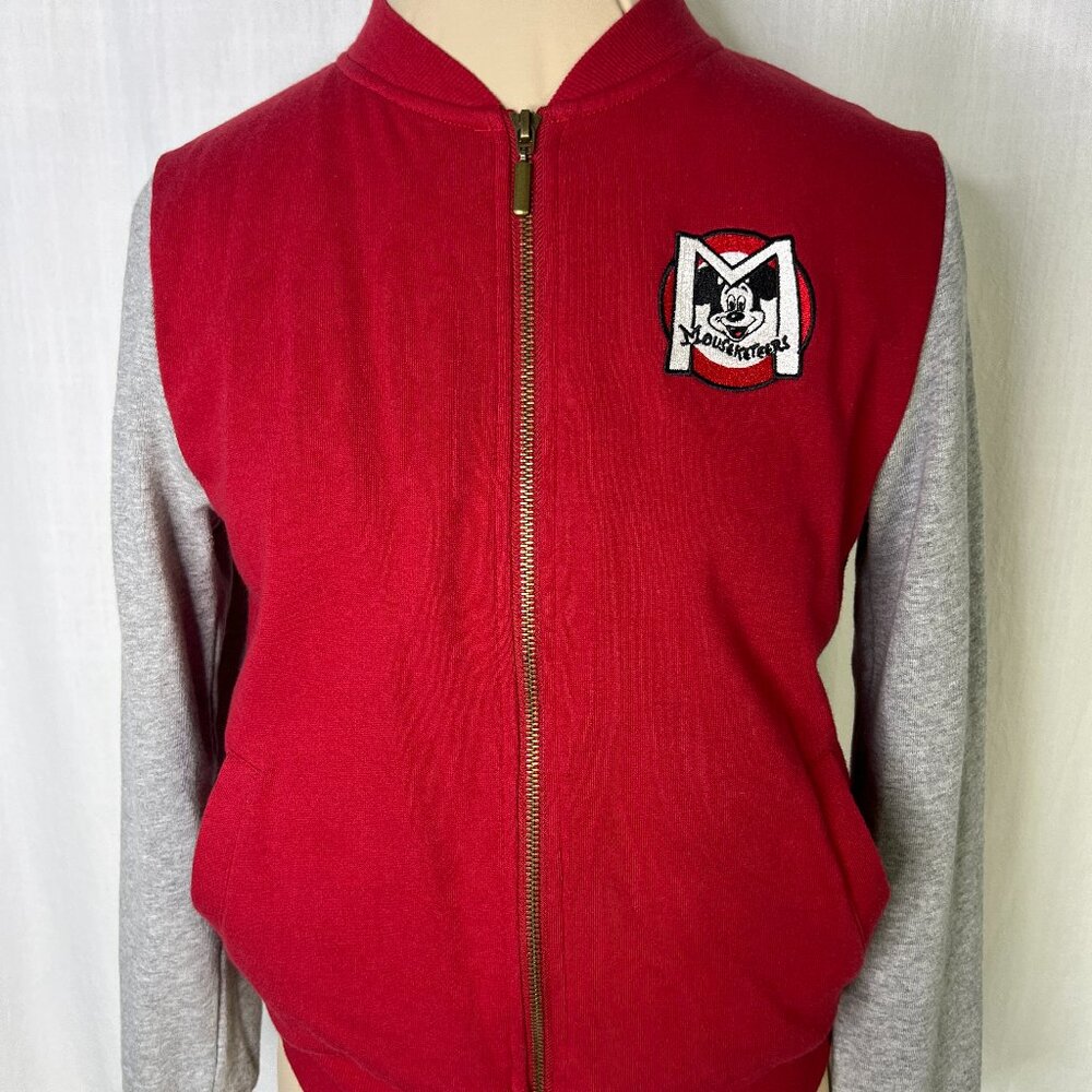 Disney Parks Authentic Original Mickey Mouse Club Lined Jacket Red Grey Size S